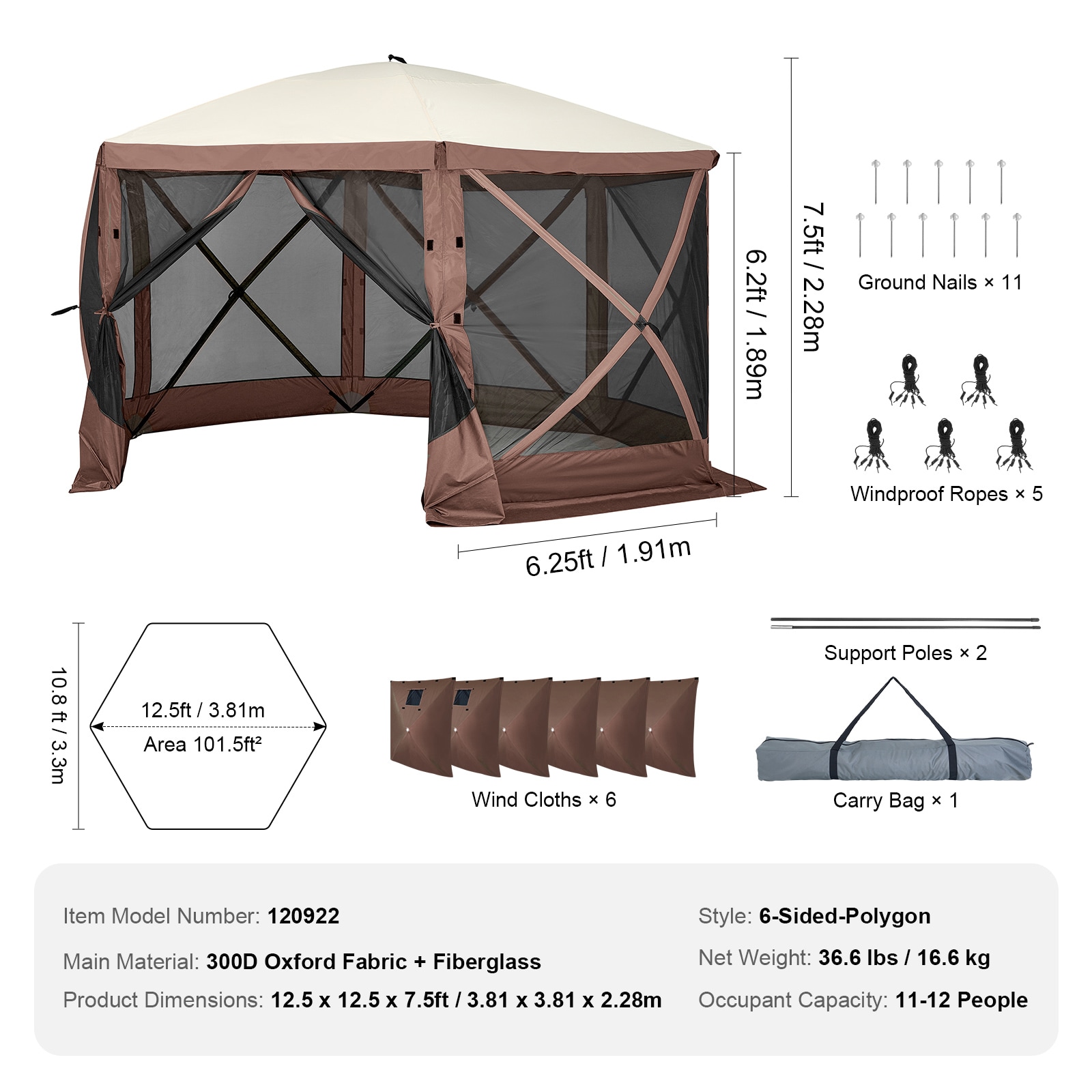 Pop Up Gazebo Tent With Privacy Panels And Mesh Screen Enclosure_voghion.com